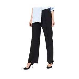 NWT SZ L Attitudes by Renee Reg Global Illusions Crepe Wide Leg Pants NAVY BLUE